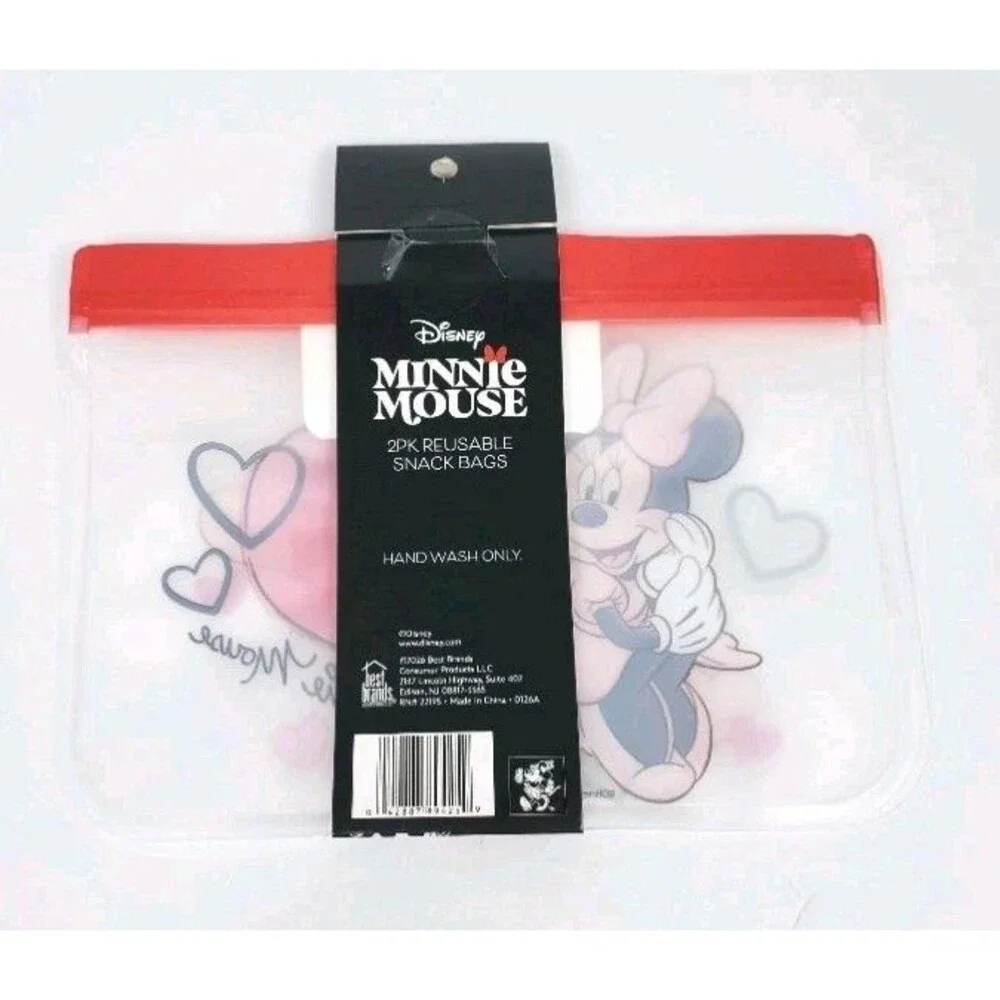 Disney Minnie Mouse 2Pk (4Bags) Reusable Snack Bags 8